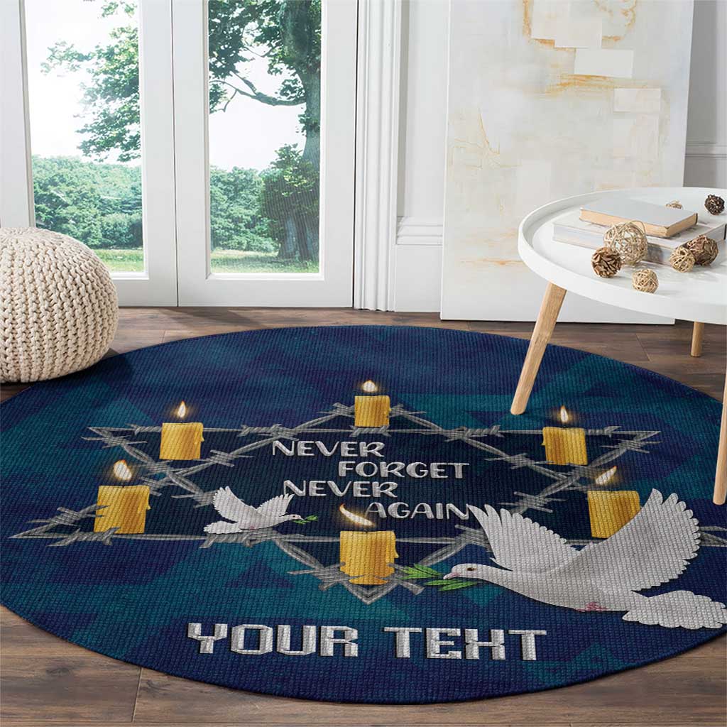 Personalised Israel Holocaust Remembrance Day Round Carpet Yom HaShoah Never Forget Never Again