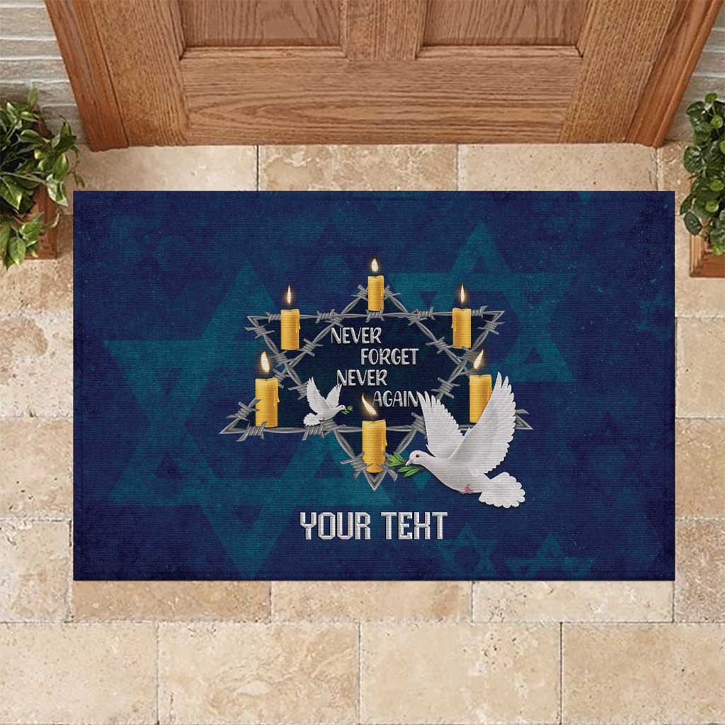 Personalised Israel Holocaust Remembrance Day Rubber Doormat Yom HaShoah Never Forget Never Again