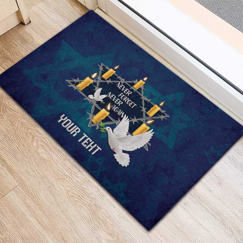 Personalised Israel Holocaust Remembrance Day Rubber Doormat Yom HaShoah Never Forget Never Again
