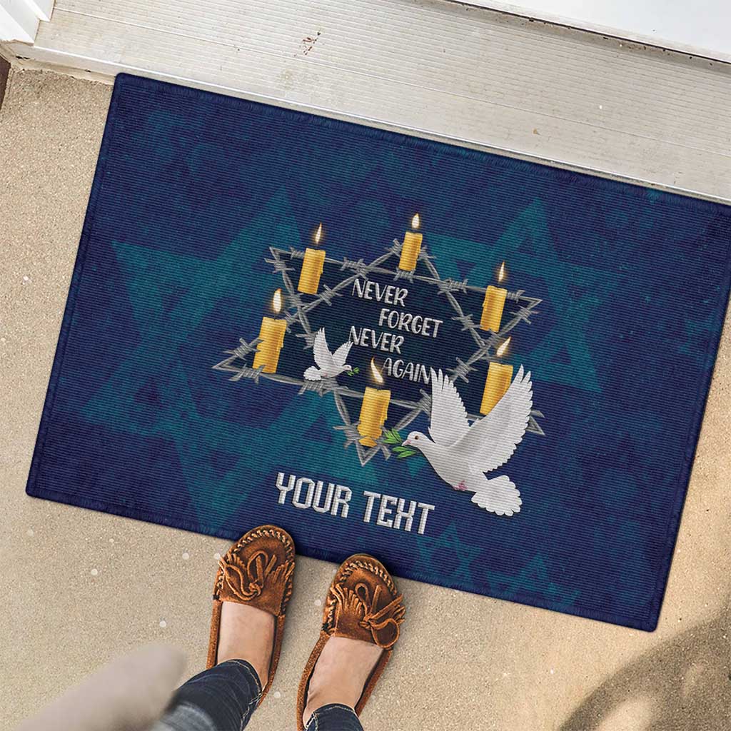 Personalised Israel Holocaust Remembrance Day Rubber Doormat Yom HaShoah Never Forget Never Again