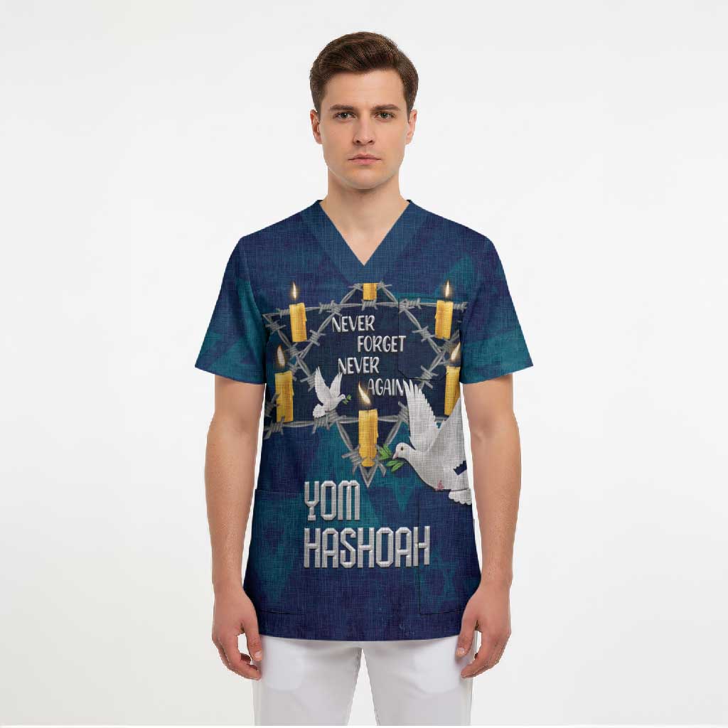 Personalised Israel Holocaust Remembrance Day Scrub Top Yom HaShoah Never Forget Never Again