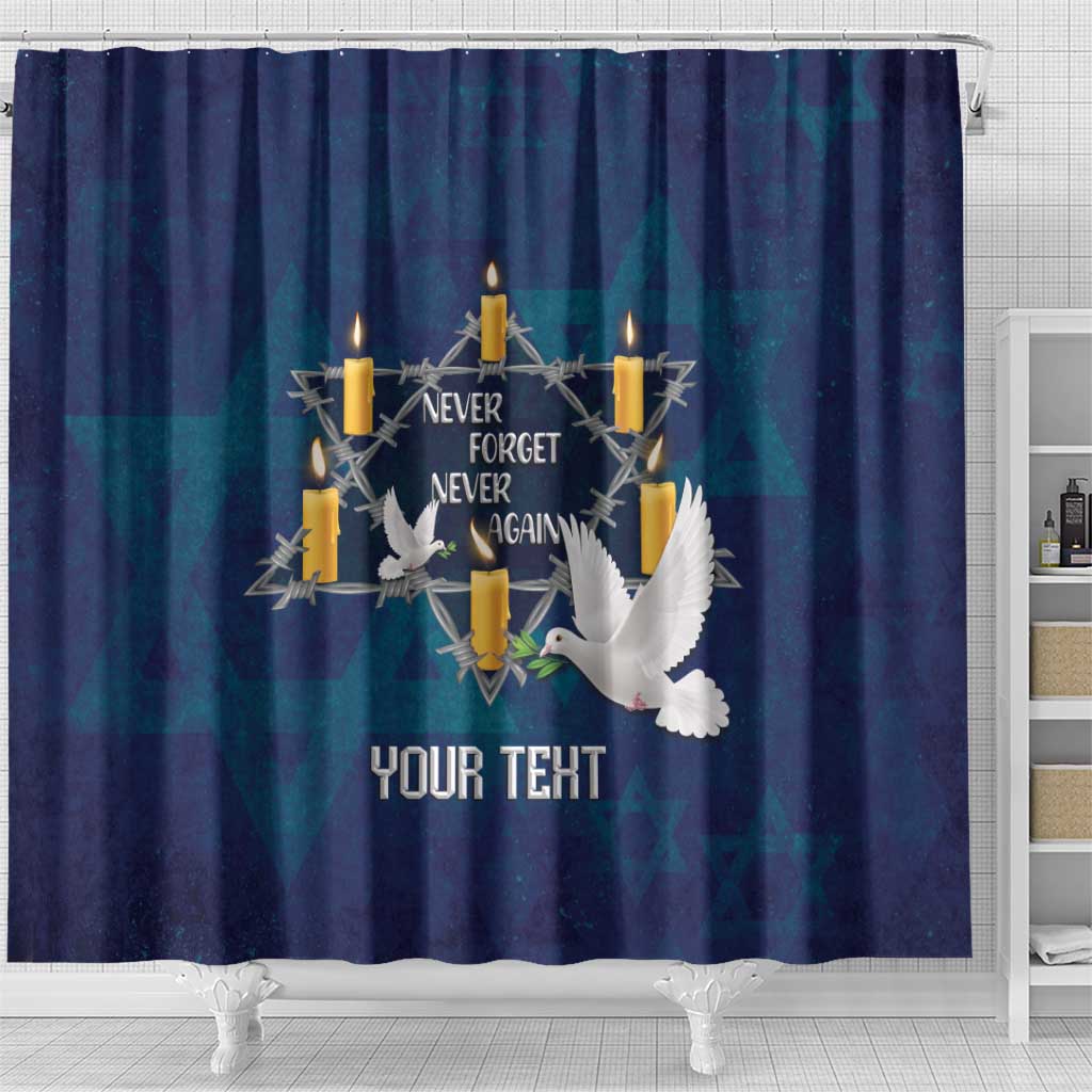 Personalised Israel Holocaust Remembrance Day Shower Curtain Yom HaShoah Never Forget Never Again