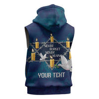 Personalised Israel Holocaust Remembrance Day Sleeveless Hoodie Yom HaShoah Never Forget Never Again