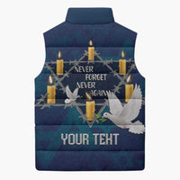 Personalised Israel Holocaust Remembrance Day Sleeveless Puffer Jacket Yom HaShoah Never Forget Never Again