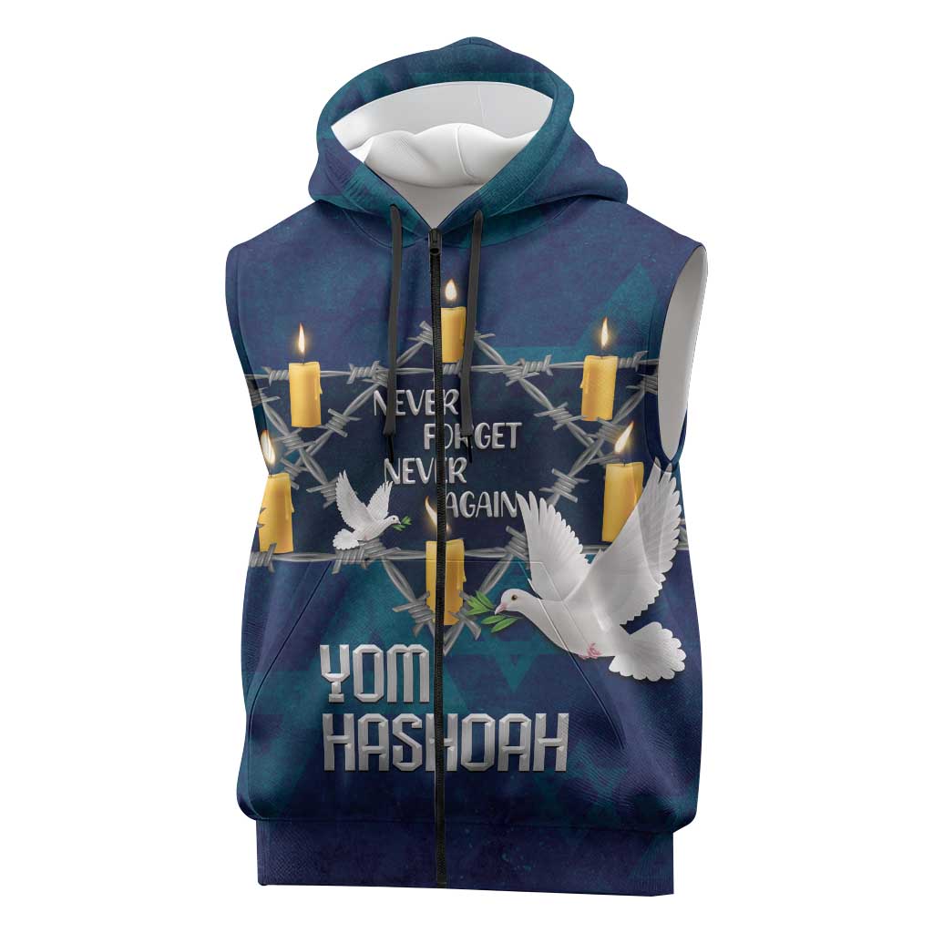 Personalised Israel Holocaust Remembrance Day Sleeveless Zip Hoodie Yom HaShoah Never Forget Never Again