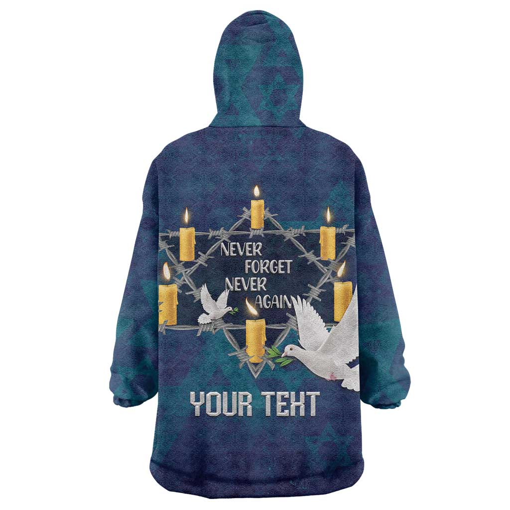 Personalised Israel Holocaust Remembrance Day Wearable Blanket Hoodie Yom HaShoah Never Forget Never Again