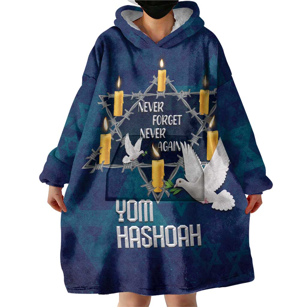 Personalised Israel Holocaust Remembrance Day Wearable Blanket Hoodie Yom HaShoah Never Forget Never Again
