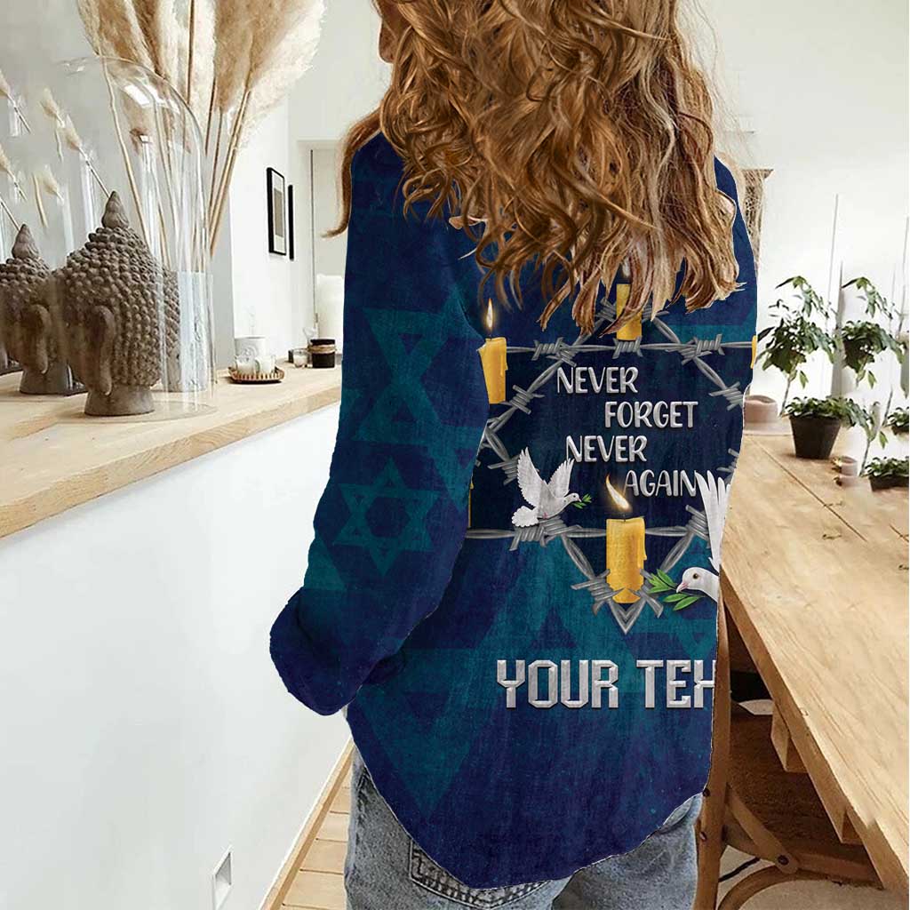 Personalised Israel Holocaust Remembrance Day Women Casual Shirt Yom HaShoah Never Forget Never Again