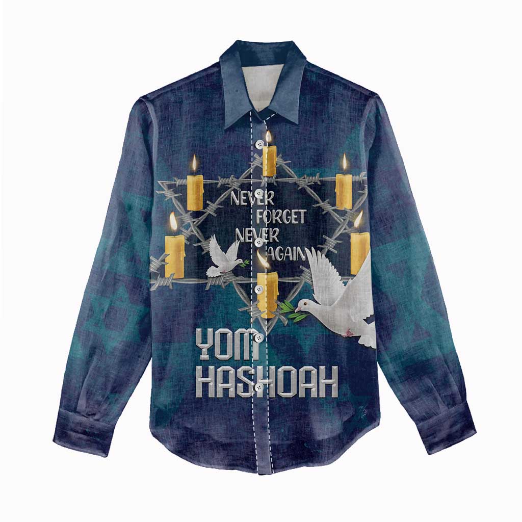 Personalised Israel Holocaust Remembrance Day Women Casual Shirt Yom HaShoah Never Forget Never Again