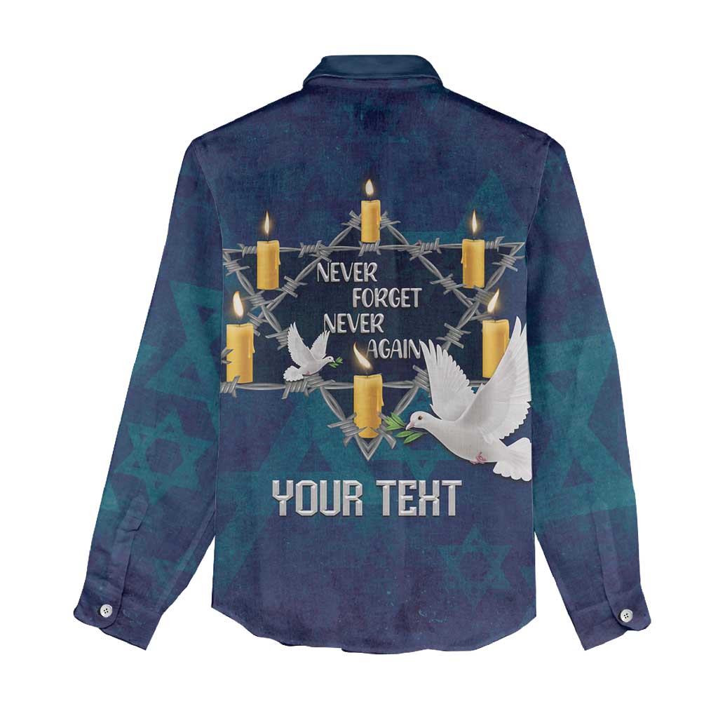 Personalised Israel Holocaust Remembrance Day Women Casual Shirt Yom HaShoah Never Forget Never Again