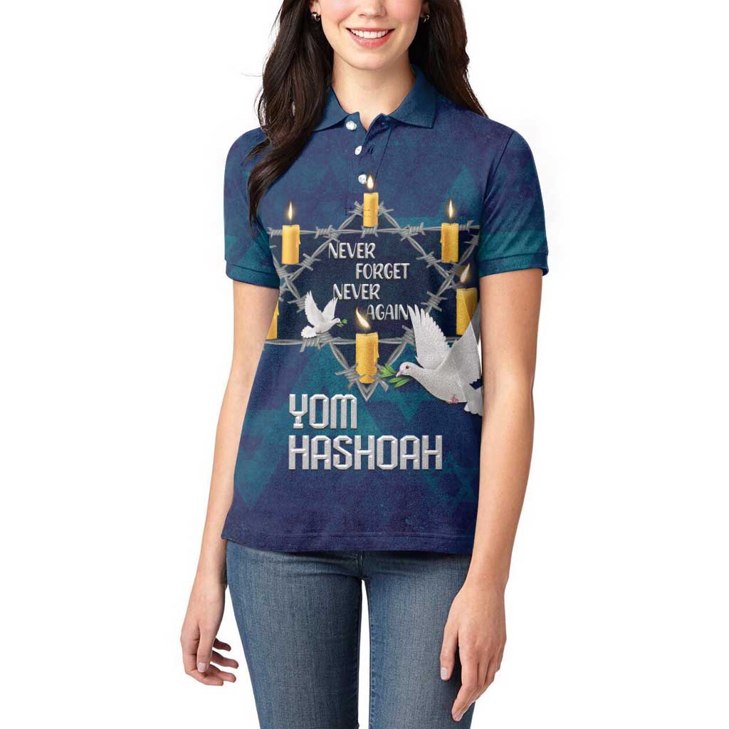Personalised Israel Holocaust Remembrance Day Women Polo Shirt Yom HaShoah Never Forget Never Again