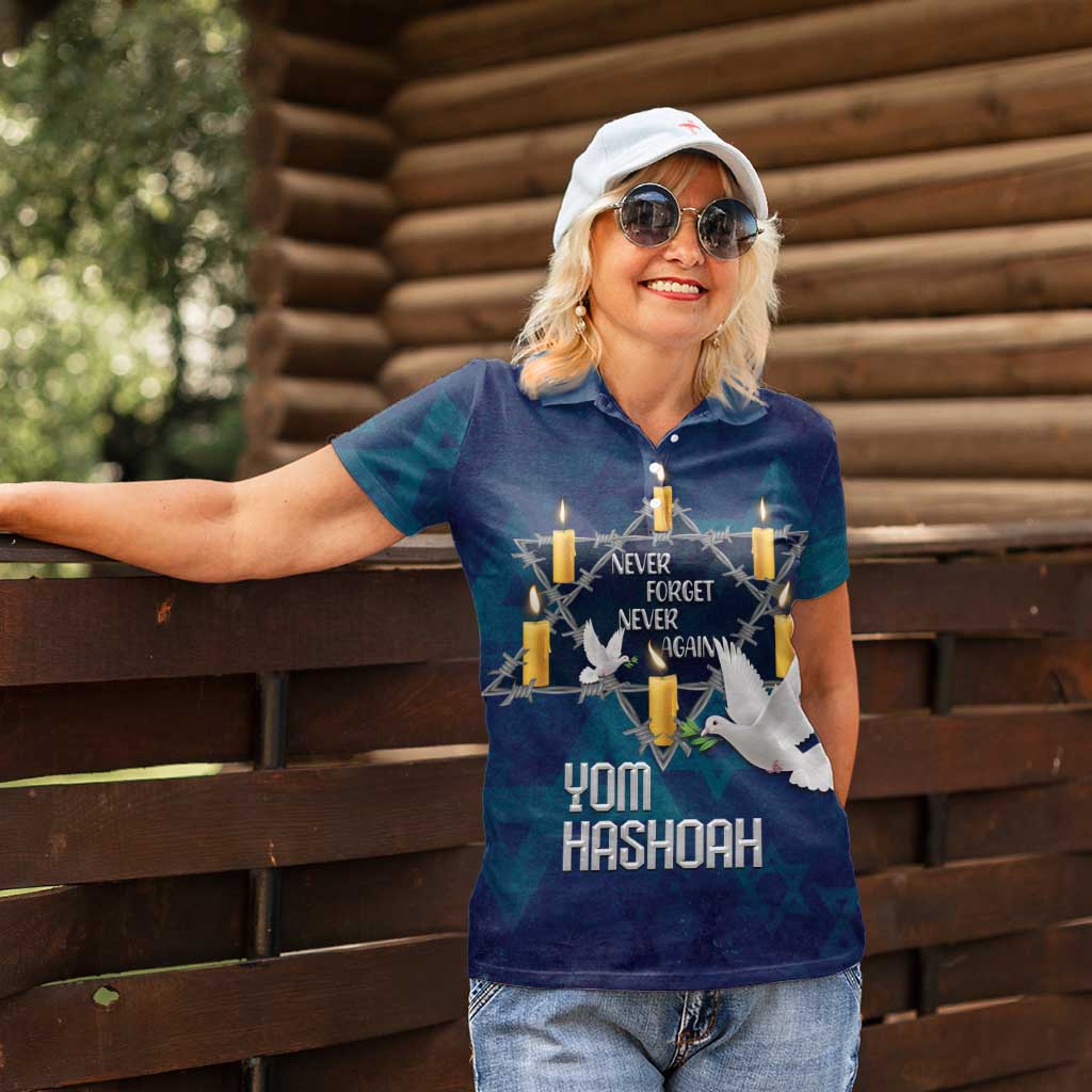 Personalised Israel Holocaust Remembrance Day Women Polo Shirt Yom HaShoah Never Forget Never Again