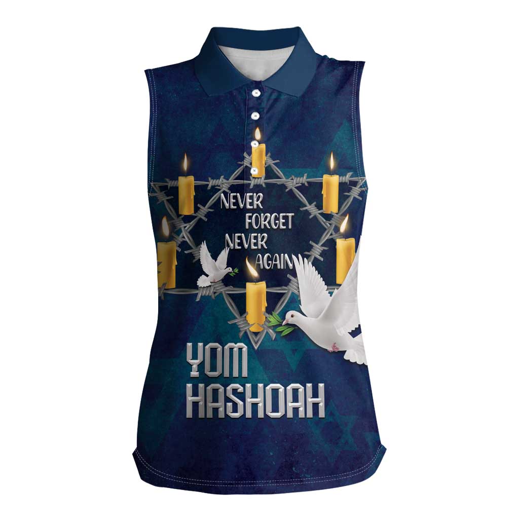 Personalised Israel Holocaust Remembrance Day Women Sleeveless Polo Shirt Yom HaShoah Never Forget Never Again