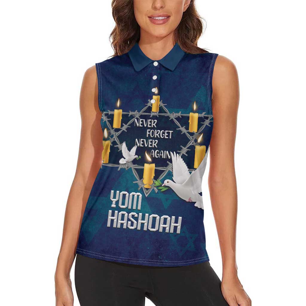 Personalised Israel Holocaust Remembrance Day Women Sleeveless Polo Shirt Yom HaShoah Never Forget Never Again