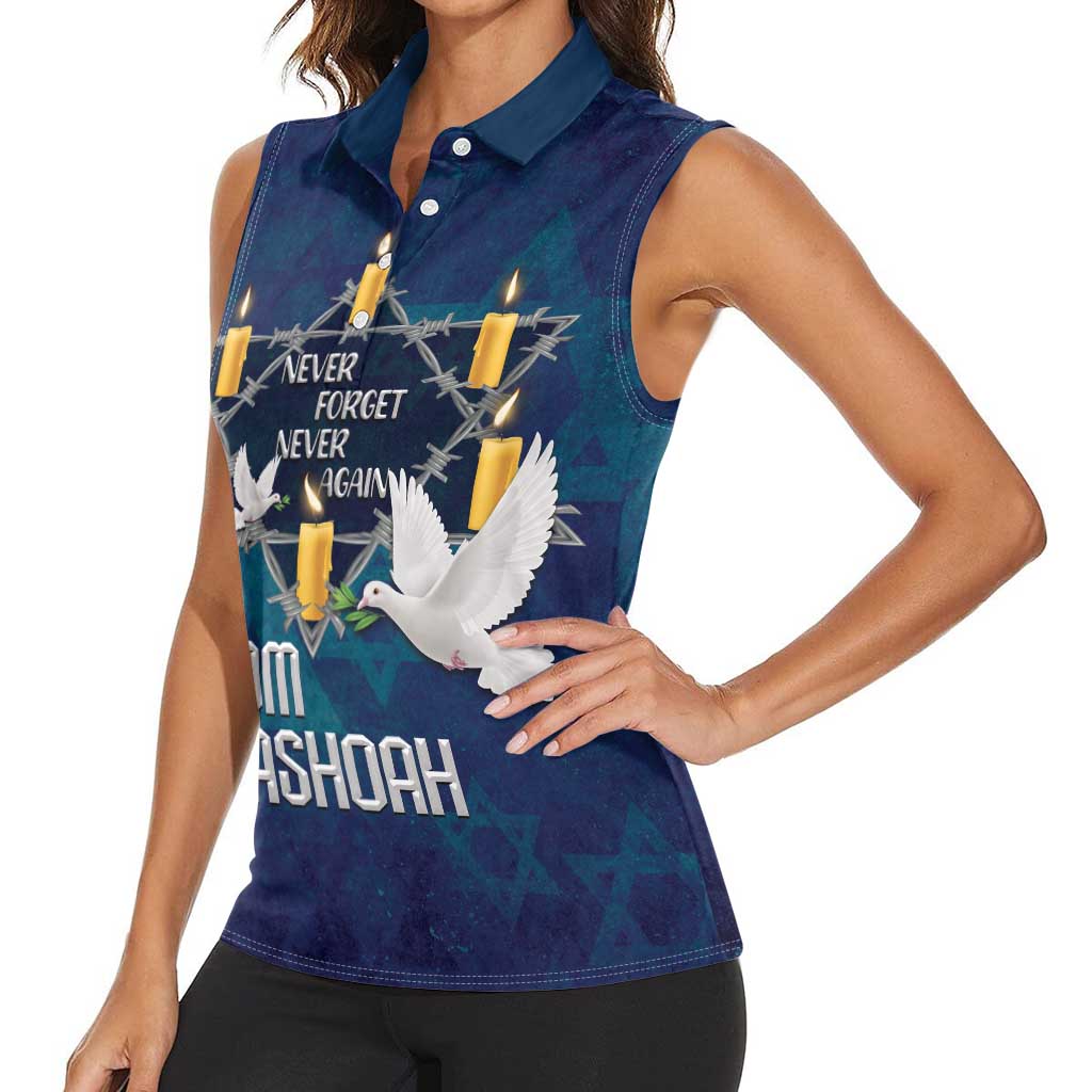 Personalised Israel Holocaust Remembrance Day Women Sleeveless Polo Shirt Yom HaShoah Never Forget Never Again