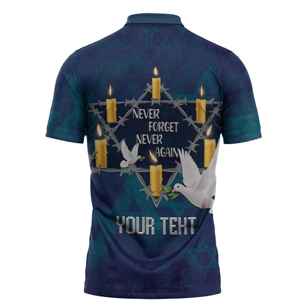 Personalised Israel Holocaust Remembrance Day Zipper Polo Shirt Yom HaShoah Never Forget Never Again