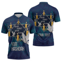 Personalised Israel Holocaust Remembrance Day Zipper Polo Shirt Yom HaShoah Never Forget Never Again