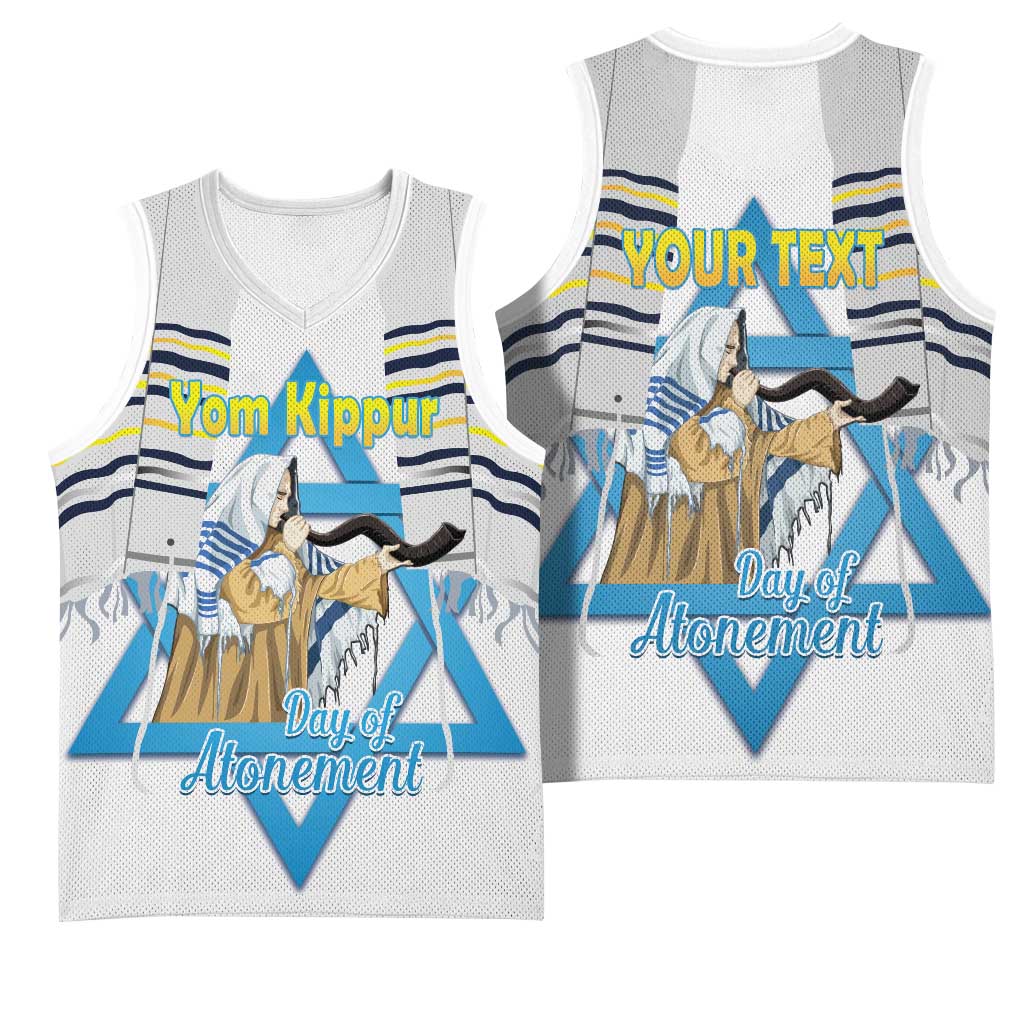 Personalised Yom Kippur Israel Basketball Jersey Day of Atonement Jewish Tallit