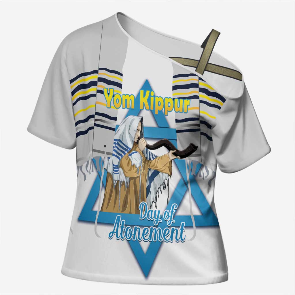 Personalised Yom Kippur Israel Cross Shoulder Shirt Day of Atonement Jewish Tallit