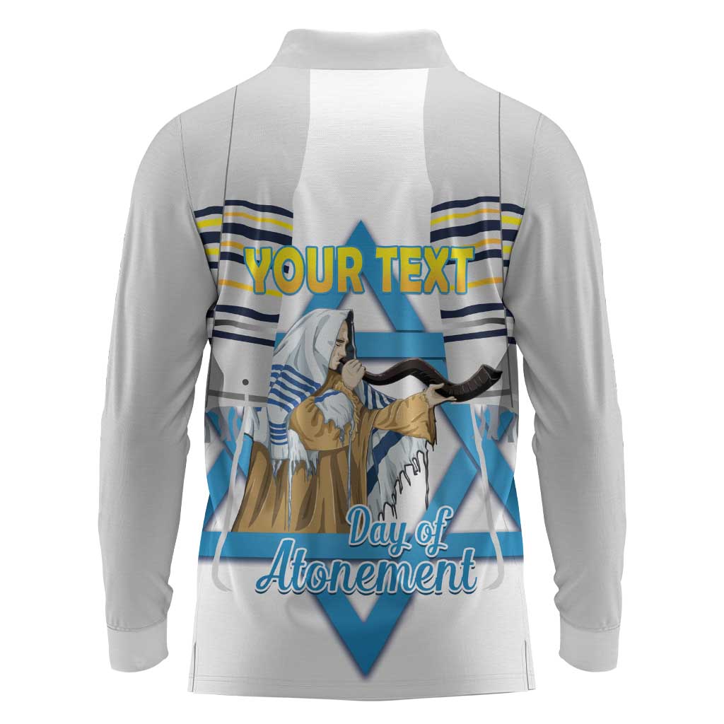 Personalised Yom Kippur Israel Long Sleeve Polo Shirt Day of Atonement Jewish Tallit