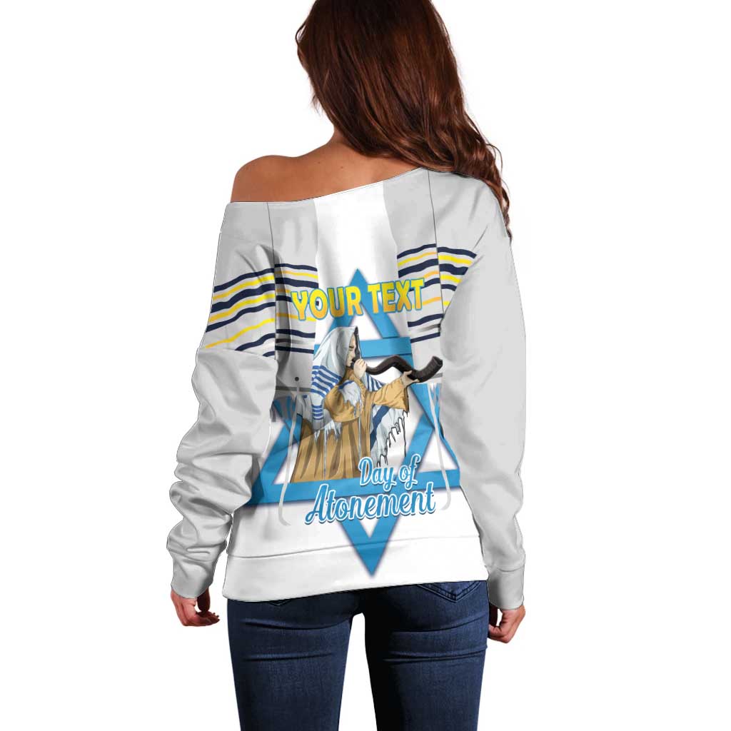 Personalised Yom Kippur Israel Off Shoulder Sweater Day of Atonement Jewish Tallit