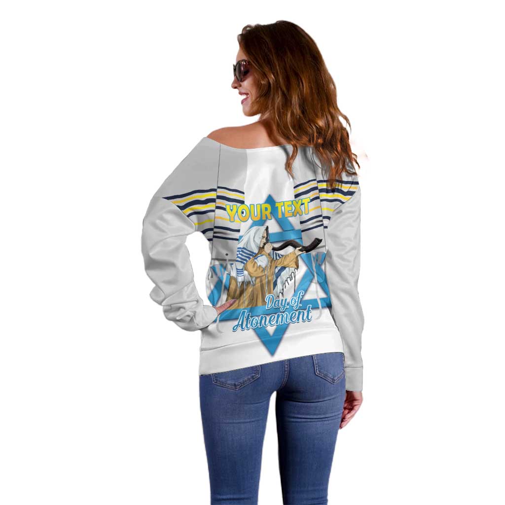 Personalised Yom Kippur Israel Off Shoulder Sweater Day of Atonement Jewish Tallit