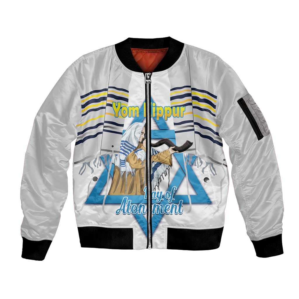 Personalised Yom Kippur Israel Sleeve Zip Bomber Jacket Day of Atonement Jewish Tallit