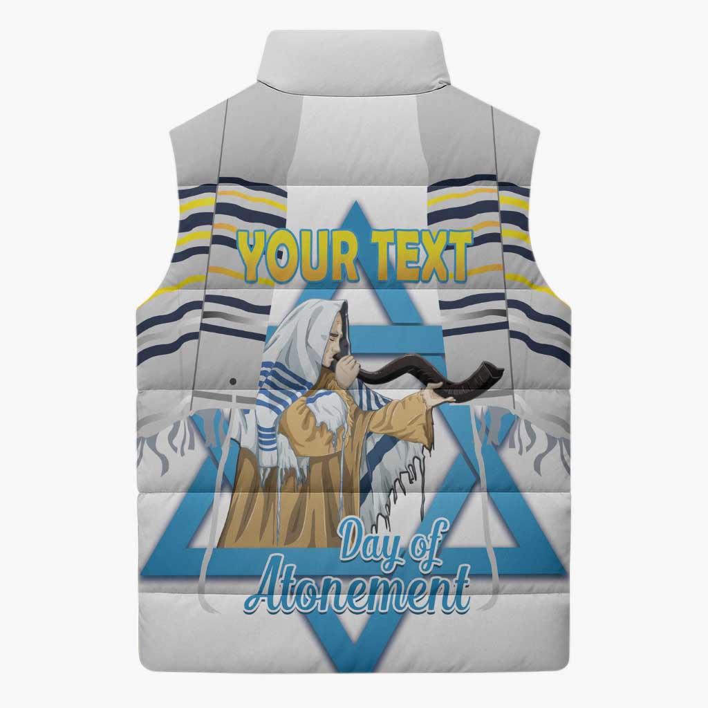 Personalised Yom Kippur Israel Sleeveless Puffer Jacket Day of Atonement Jewish Tallit