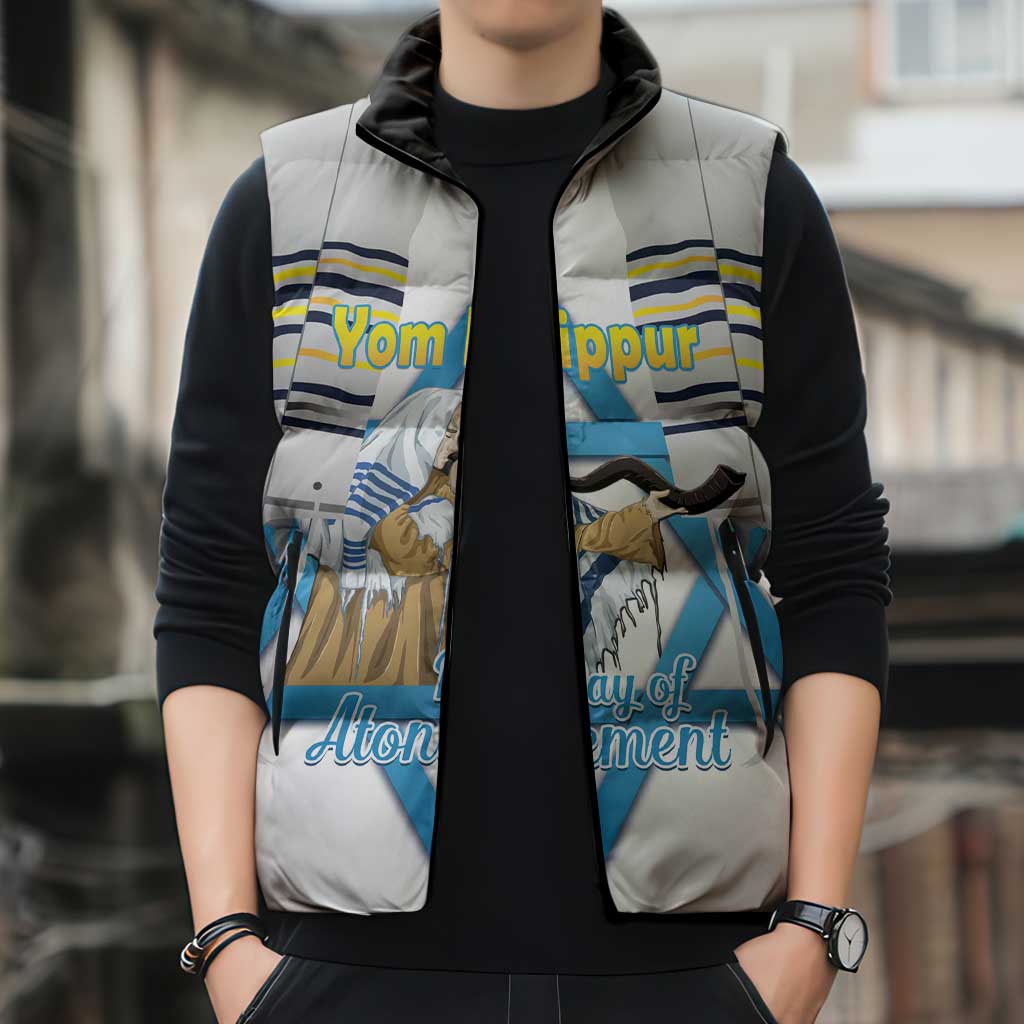 Personalised Yom Kippur Israel Sleeveless Puffer Jacket Day of Atonement Jewish Tallit