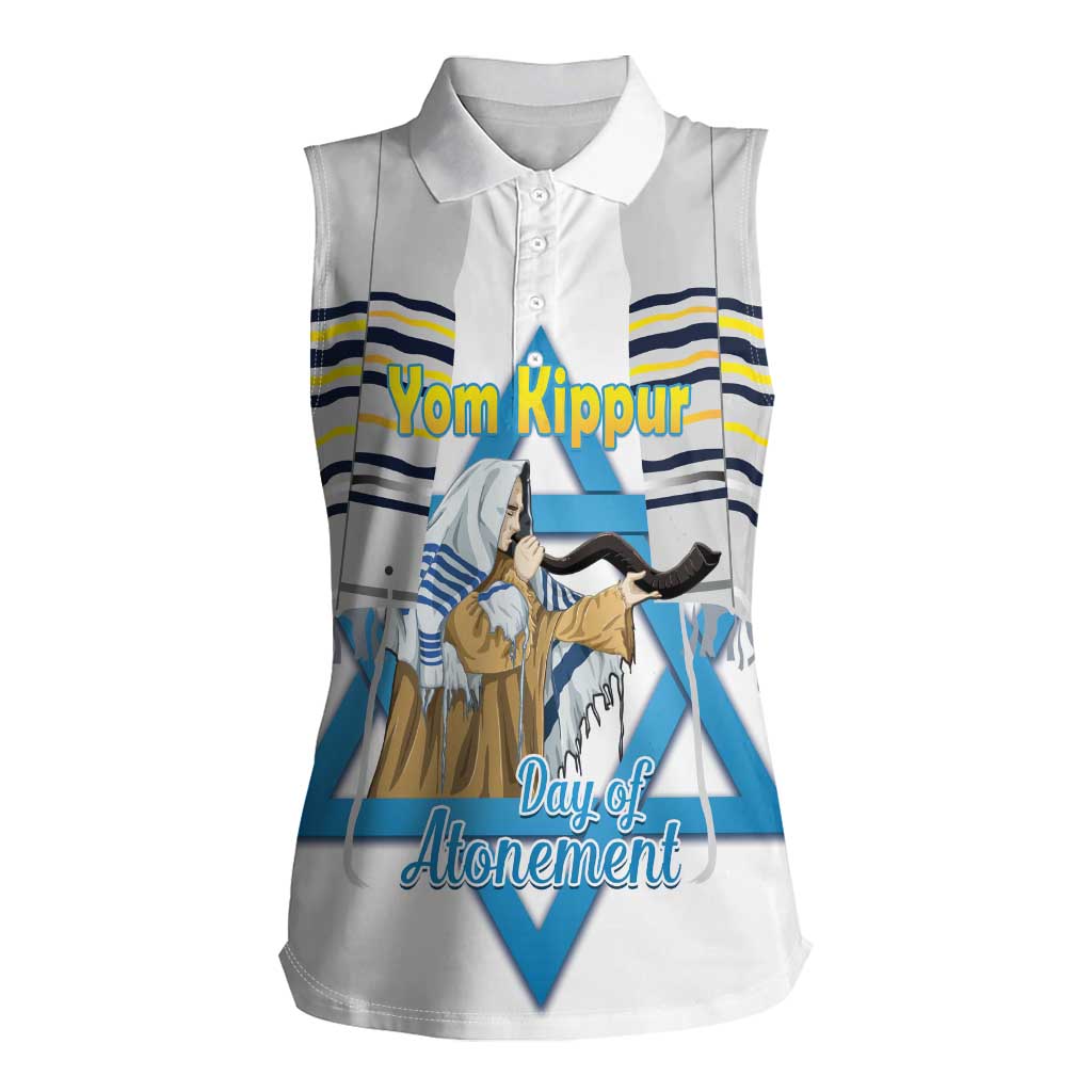 Personalised Yom Kippur Israel Women Sleeveless Polo Shirt Day of Atonement Jewish Tallit