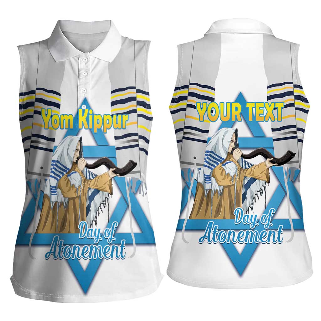 Personalised Yom Kippur Israel Women Sleeveless Polo Shirt Day of Atonement Jewish Tallit