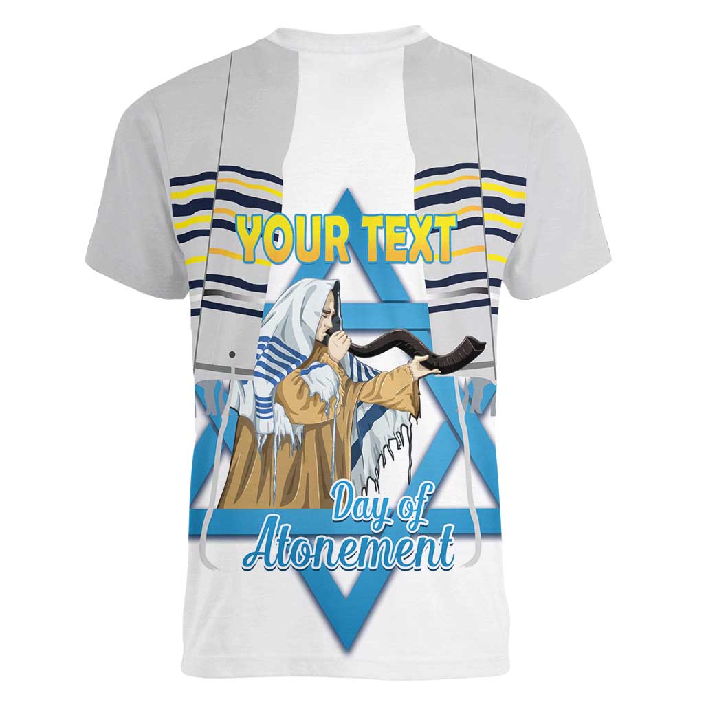 Personalised Yom Kippur Israel Women V-Neck T-Shirt Day of Atonement Jewish Tallit