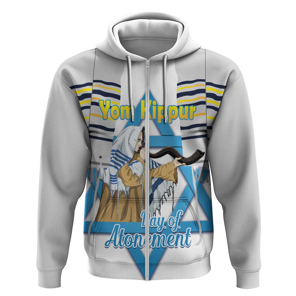 Personalised Yom Kippur Israel Zip Hoodie Day of Atonement Jewish Tallit