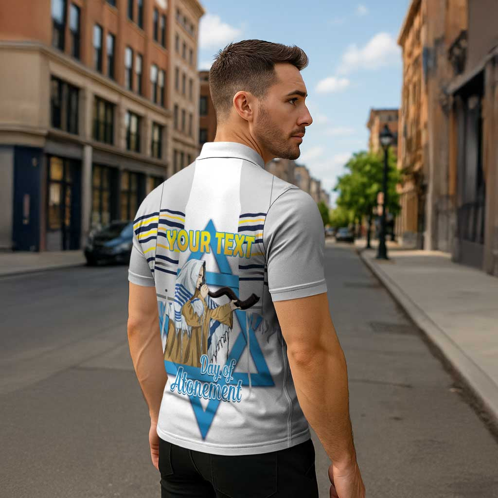 Personalised Yom Kippur Israel Zipper Polo Shirt Day of Atonement Jewish Tallit