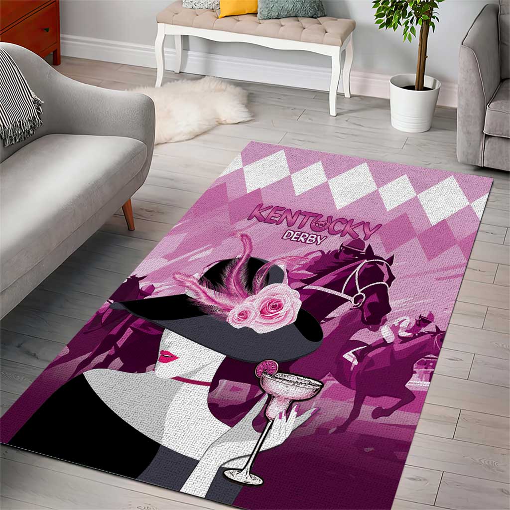 Kentucky Horse Racing Area Rug Derby Mint Julep Girl - Pink Pastel LT14