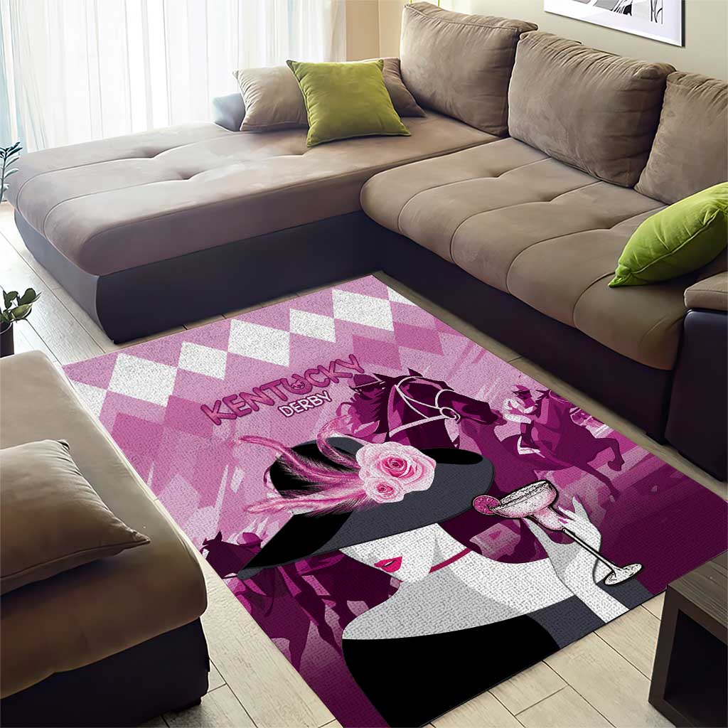 Kentucky Horse Racing Area Rug Derby Mint Julep Girl - Pink Pastel LT14
