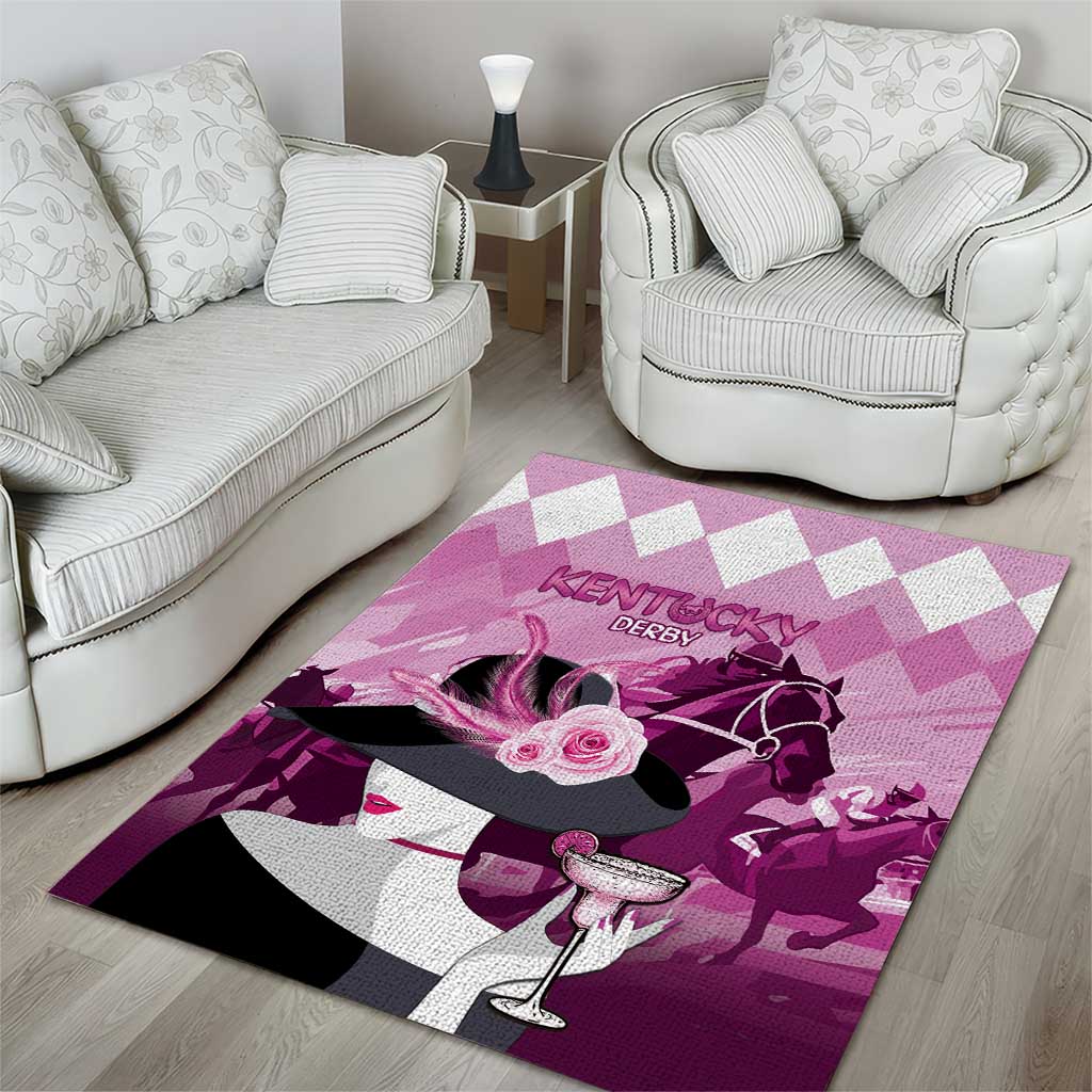 Kentucky Horse Racing Area Rug Derby Mint Julep Girl - Pink Pastel LT14