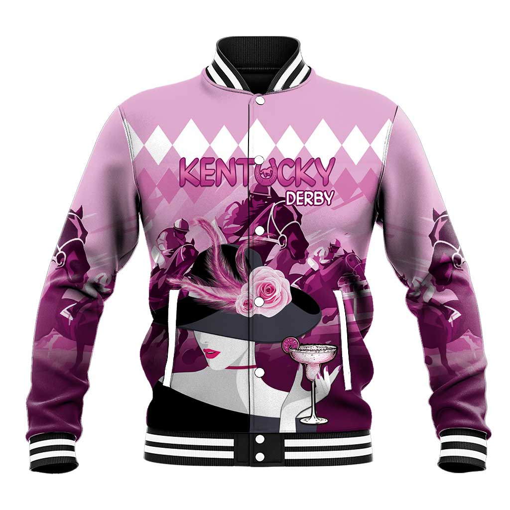 Kentucky Horse Racing Baseball Jacket Derby Mint Julep Girl - Pink Pastel LT14
