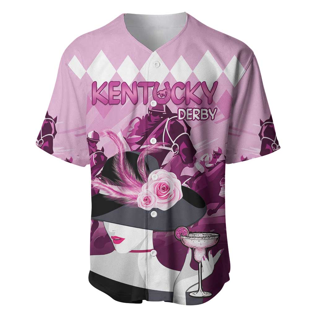 Kentucky Horse Racing Baseball Jersey Derby Mint Julep Girl - Pink Pastel LT14
