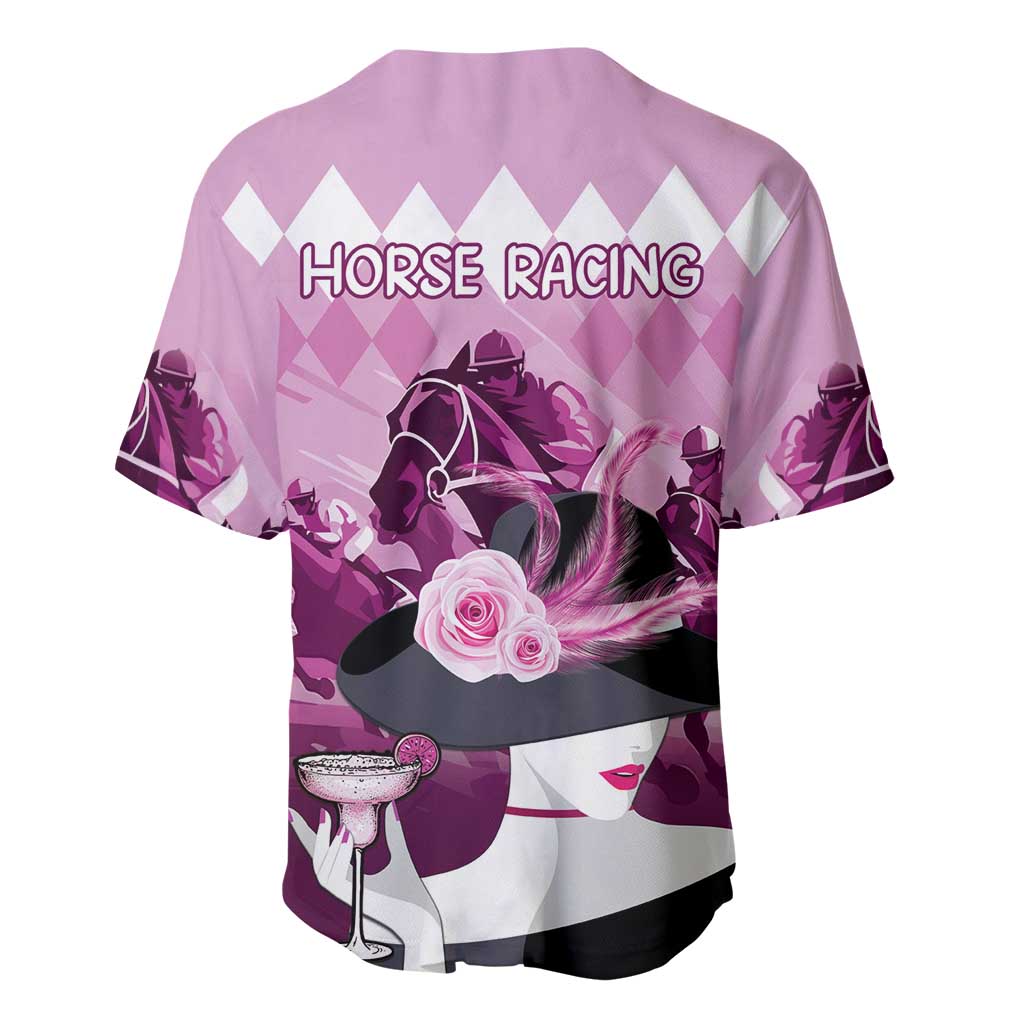 Kentucky Horse Racing Baseball Jersey Derby Mint Julep Girl - Pink Pastel LT14