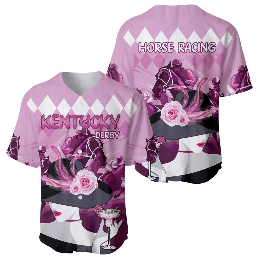 Kentucky Horse Racing Baseball Jersey Derby Mint Julep Girl - Pink Pastel LT14