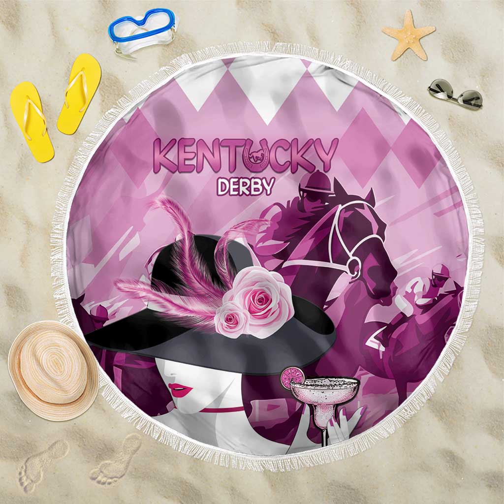 Kentucky Horse Racing Beach Blanket Derby Mint Julep Girl - Pink Pastel LT14