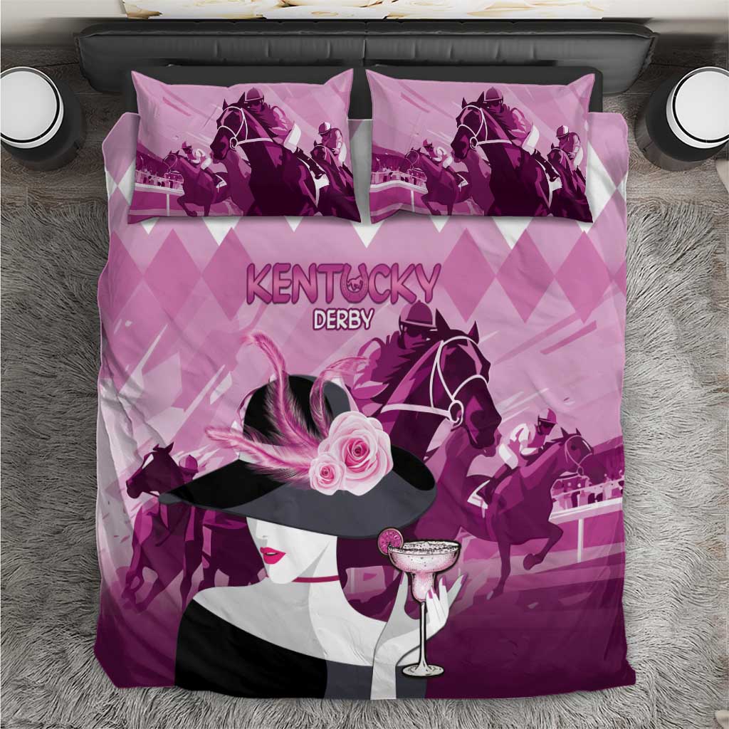 Kentucky Horse Racing Bedding Set Derby Mint Julep Girl - Pink Pastel LT14