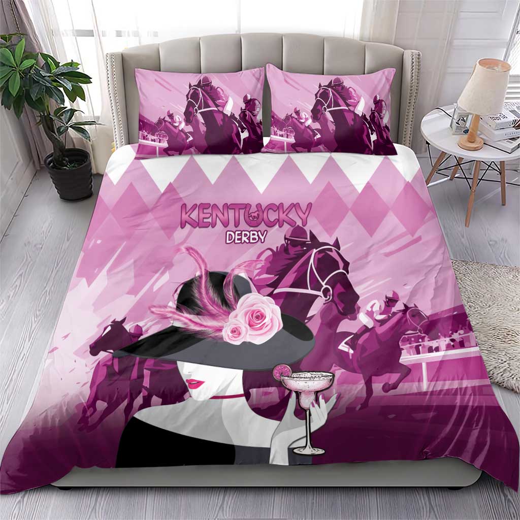 Kentucky Horse Racing Bedding Set Derby Mint Julep Girl - Pink Pastel LT14