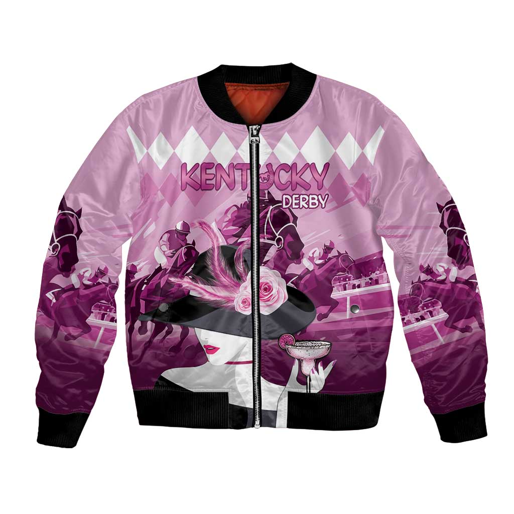 Kentucky Horse Racing Bomber Jacket Derby Mint Julep Girl - Pink Pastel LT14