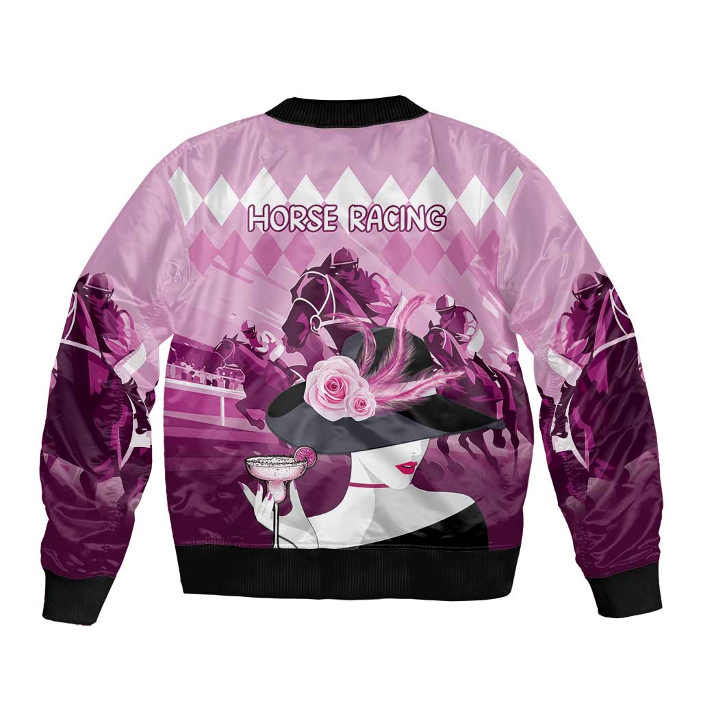 Kentucky Horse Racing Bomber Jacket Derby Mint Julep Girl - Pink Pastel LT14