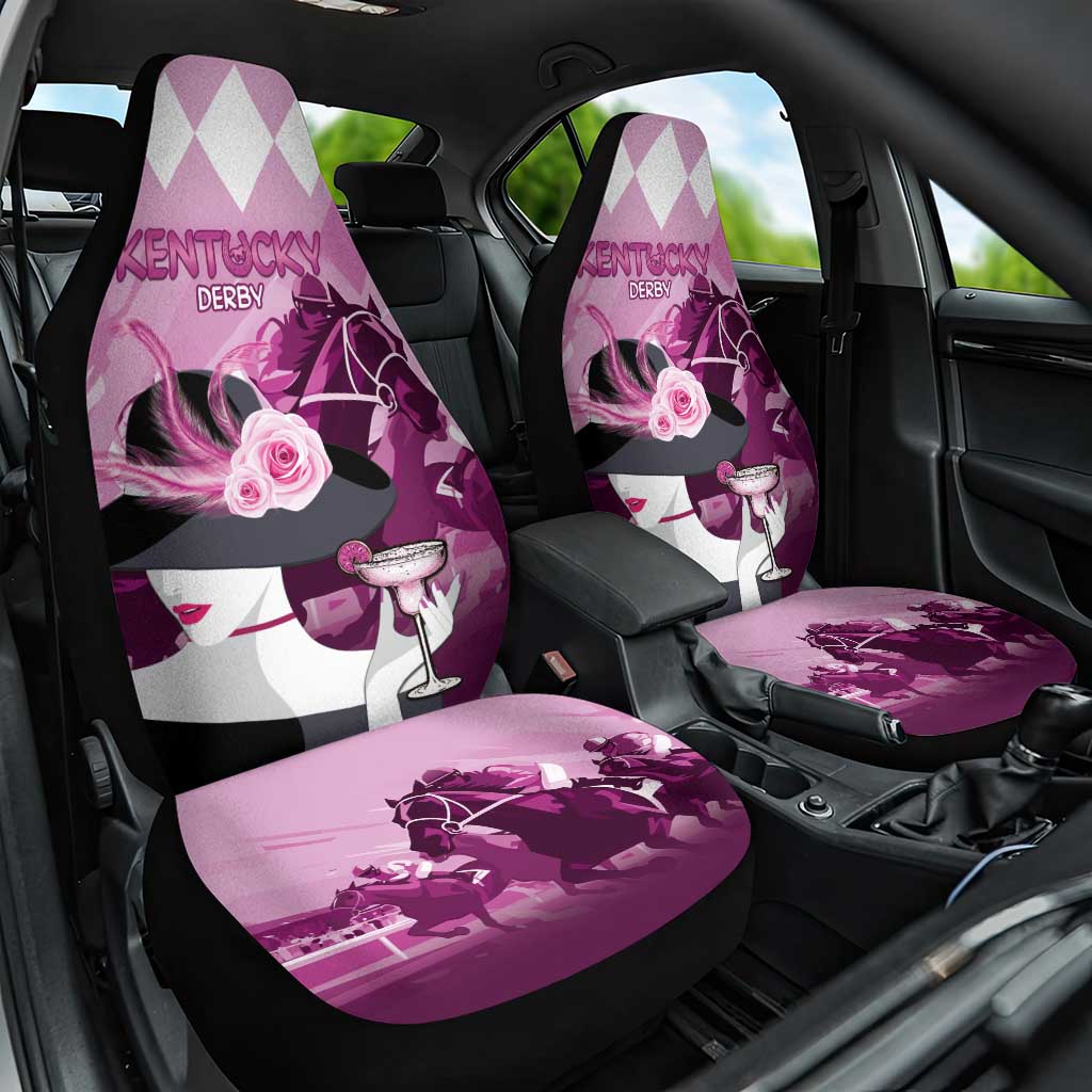 Kentucky Horse Racing Car Seat Cover Derby Mint Julep Girl - Pink Pastel LT14
