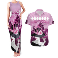 Kentucky Horse Racing Couples Matching Tank Maxi Dress and Hawaiian Shirt Derby Mint Julep Girl - Pink Pastel LT14