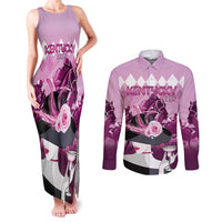 Kentucky Horse Racing Couples Matching Tank Maxi Dress and Long Sleeve Button Shirt Derby Mint Julep Girl - Pink Pastel LT14