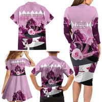 Kentucky Horse Racing Family Matching Long Sleeve Bodycon Dress and Hawaiian Shirt Derby Mint Julep Girl - Pink Pastel LT14